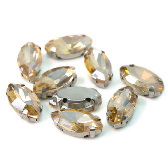 Стразы в цапах пришивные Лодочка 6х12 мм Шампань 10 шт.