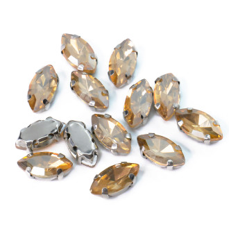 Стразы в цапах пришивные Лодочка 4х8 мм Шампань 10 шт.