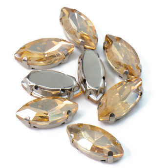 Стразы в цапах пришивные Лодочка 7х15 мм Шампань 10 шт.