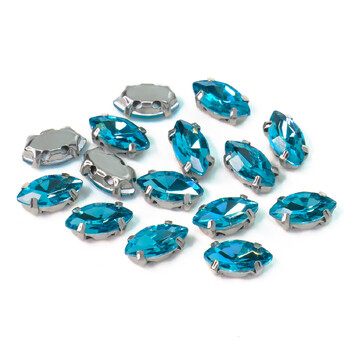 Стразы в цапах Лодочка пришивные 4х8 мм Голубой 10 шт.