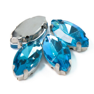 Стразы в цапах пришивные Лодочка 9х18 мм Голубой 10 шт.