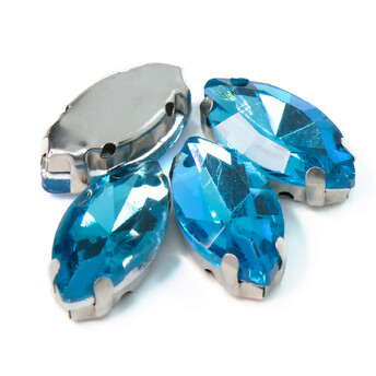 Стразы в цапах пришивные Лодочка 9х18 мм Голубой 10 шт.