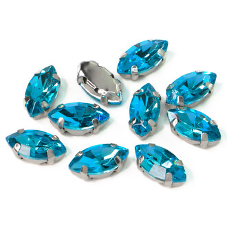 Стразы в цапах пришивные Лодочка 5х10 мм Голубой 10 шт.