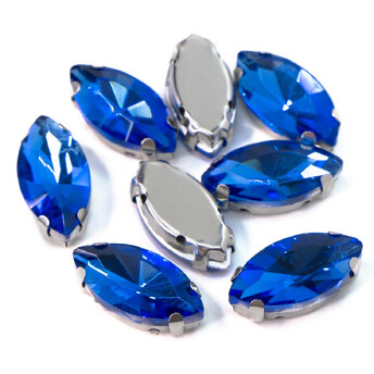 Стразы в цапах пришивные Лодочка 7х15 мм Электрик 10 шт.