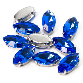 Стразы в цапах пришивные Лодочка 6х12 мм Электрик 10 шт.