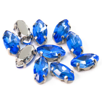 Стразы в цапах пришивные Лодочка 5х10 мм Синий 10 шт.