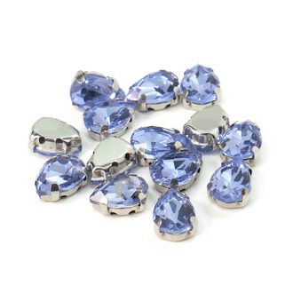 Стразы в цапах пришивные Капля 7х10 мм Сиреневый 10 шт.