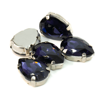 Стразы в цапах пришивные Капля 13х18 мм Фиолетовый 10 шт.