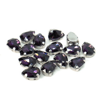 Стразы в цапах пришивные Капля 7х10 мм Фиолетовый 10 шт.