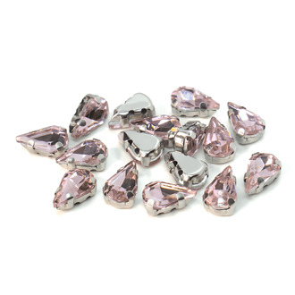 Стразы в цапах пришивные Капля 6х10 мм Розовый светлый 10 шт.