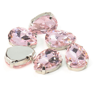 Стразы в цапах пришивные Капля 13х18 мм Розовый светлый 10 шт.