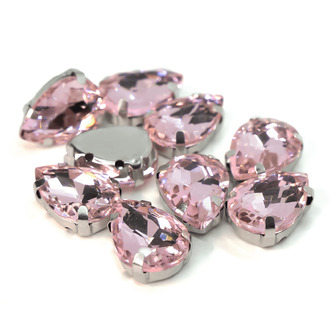 Стразы в цапах пришивные Капля 10х14 мм Розовый светлый 10 шт.