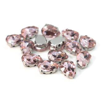 Стразы в цапах пришивные Капля 7х10 мм Розовый светлый 10 шт.