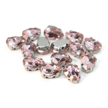 Стразы в цапах пришивные Капля 7х10 мм Розовый светлый 10 шт.