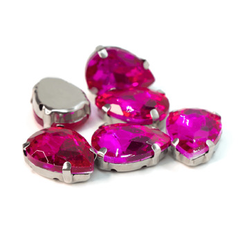 Стразы в цапах пришивные Капля 13х18 мм Розовый 10 шт.