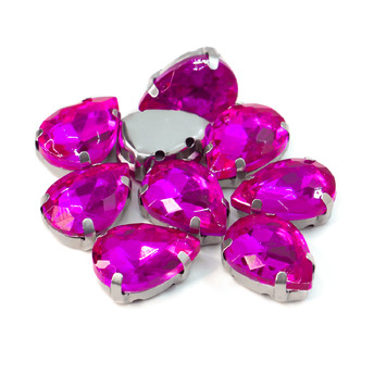 Стразы в цапах пришивные Капля 10х14 мм Розовый 10 шт.