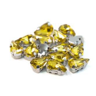 Стразы в цапах пришивные Капля 6х10 мм Желтый 10 шт.