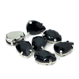 Стразы в цапах пришивные Капля 13х18 мм Черный 10 шт.