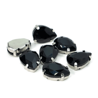 Стразы в цапах пришивные Капля 13х18 мм Черный 10 шт.