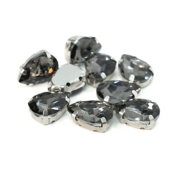 Стразы в цапах пришивные Капля 10х14 мм Серый 10 шт.
