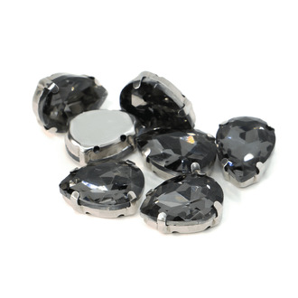 Стразы в цапах пришивные Капля 13х18 мм Серый 10 шт.