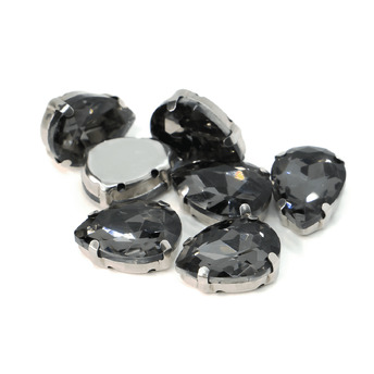 Стразы в цапах пришивные Капля 13х18 мм Серый 10 шт.
