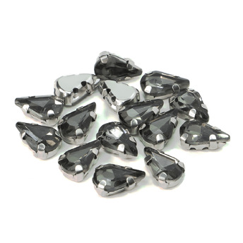 Стразы в цапах пришивные Капля 6х10 мм Серый 10 шт.