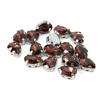 Стразы в цапах пришивные Капля 6х10 мм Слива 10 шт.