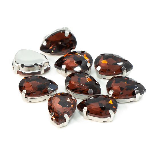 Стразы в цапах пришивные Капля 6х10 мм Слива 10 шт.