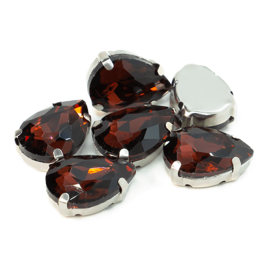 Стразы в цапах пришивные Капля 6х10 мм Слива 10 шт.