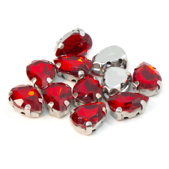 Стразы в цапах пришивные Капля 10х14 мм Красный 10 шт.