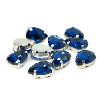 Стразы в цапах пришивные Капля 10х14 мм Синий темный 10 шт.