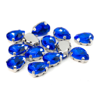 Стразы в цапах пришивные Капля 7х10 мм Электрик 10 шт.