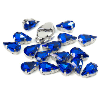Стразы в цапах пришивные Капля 6х10 мм Электрик 10 шт.