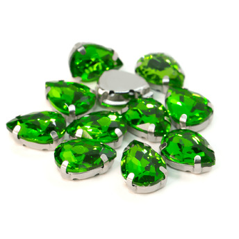 Стразы в цапах пришивные Капля 10х14 мм Салатовый 10 шт.