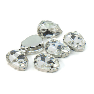 Стразы в цапах пришивные Капля 7х10 мм Прозрачный 10 шт.