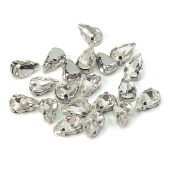 Стразы в цапах пришивные Капля 8х13 мм Прозрачный 10 шт.