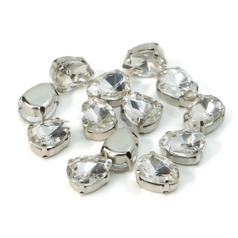 Стразы в цапах пришивные Капля 10х14 мм Прозрачный 10 шт.