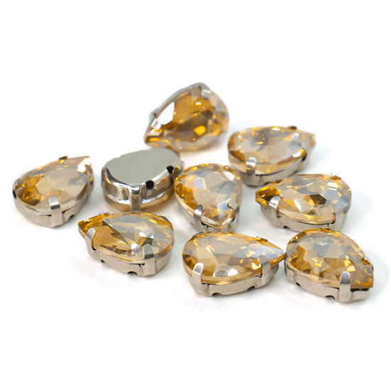 Стразы в цапах пришивные Капля 10х14 мм Шампань 10 шт.