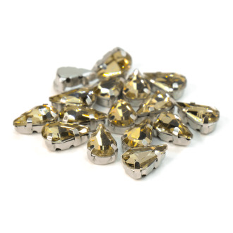 Стразы в цапах пришивные Капля 6х10 мм Бежевый 10 шт.