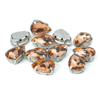 Стразы в цапах пришивные Капля 7х10 мм Водно-красный 10 шт.