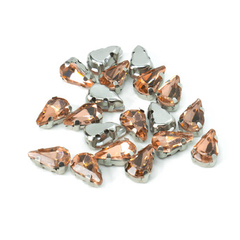 Стразы в цапах пришивные Капля 6х10 мм Водно-красный 10 шт.