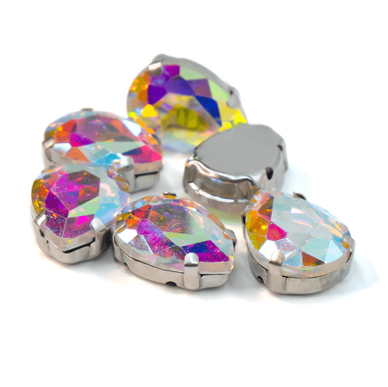 Стразы в цапах пришивные Капля 5х8 мм АВ 10 шт.