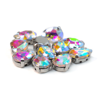 Стразы в цапах пришивные Капля 5х8 мм АВ 10 шт.