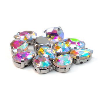 Стразы в цапах пришивные Капля 7х10 мм АВ 10 шт.