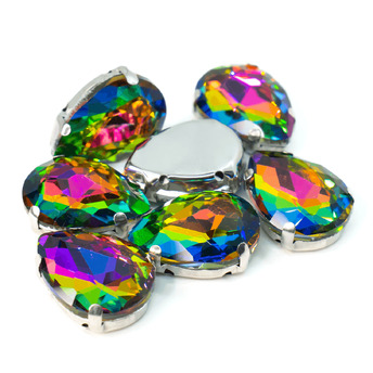 Стразы в цапах пришивные Капля 10х14 мм Красочный 10 шт.