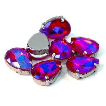 Стразы в цапах пришивные Капля 13х18 мм Красный АВ 5 шт.