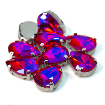 Стразы в цапах пришивные Капля 10х14 мм Красный АВ 5 шт.