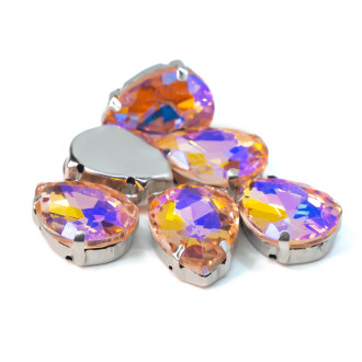 Стразы в цапах пришивные Капля 10х14 мм Водно-красный АВ 5 шт.