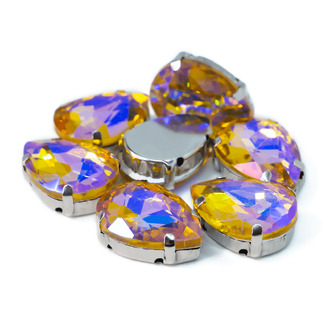 Стразы в цапах пришивные Капля 13х18 мм Желтый АВ 5 шт.